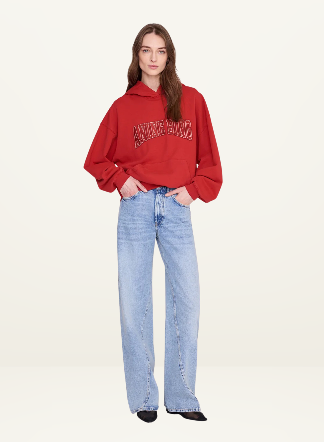 Anine Bing Harvey Sweatshirt in Tango Red