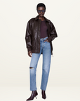 Anine Bing Kelanie Jacket in Deep Brown Recycled Leather