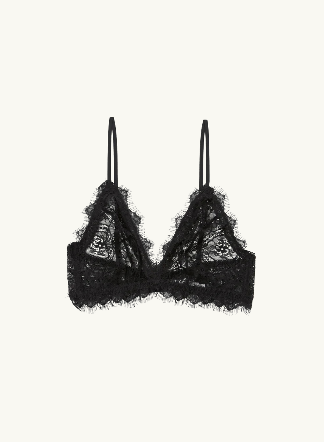 Anine Bing Lace Bra with Trim in BLACK