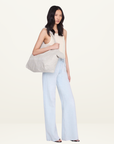 Anine Bing Leo Canvas Tote Bag in Washed White Leopard