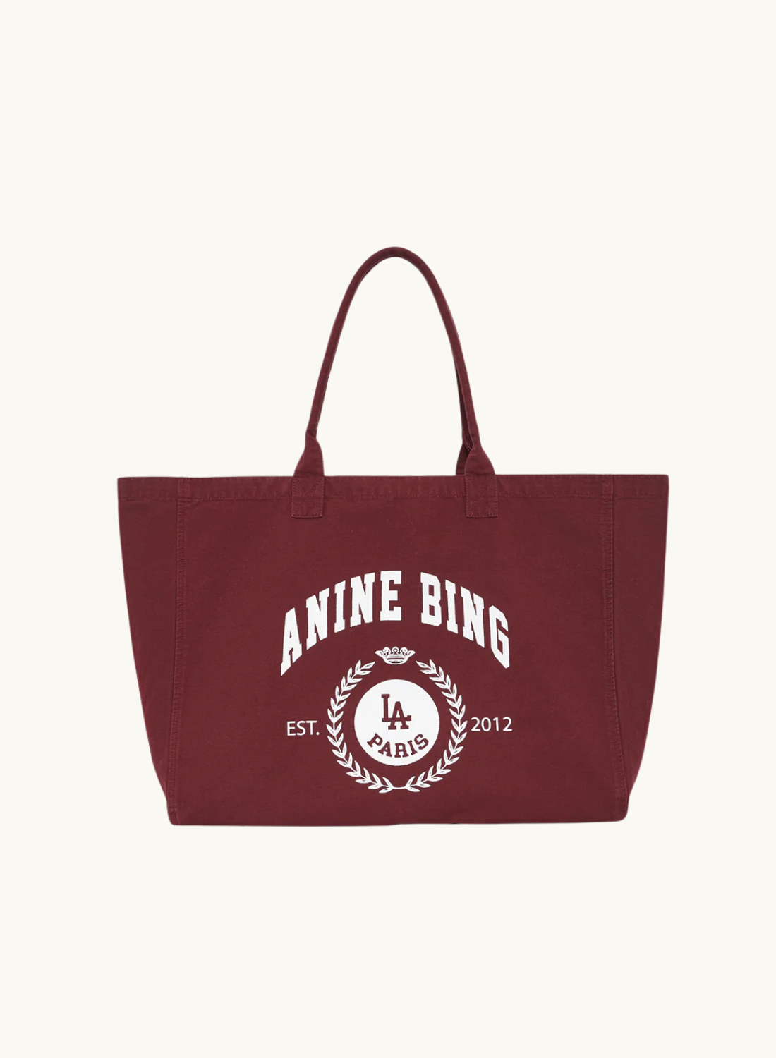 Anine Bing Leo Canvas Tote Collegiate in FIG