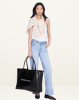 Anine Bing Leo Coated Canvas Tote Bag in Black