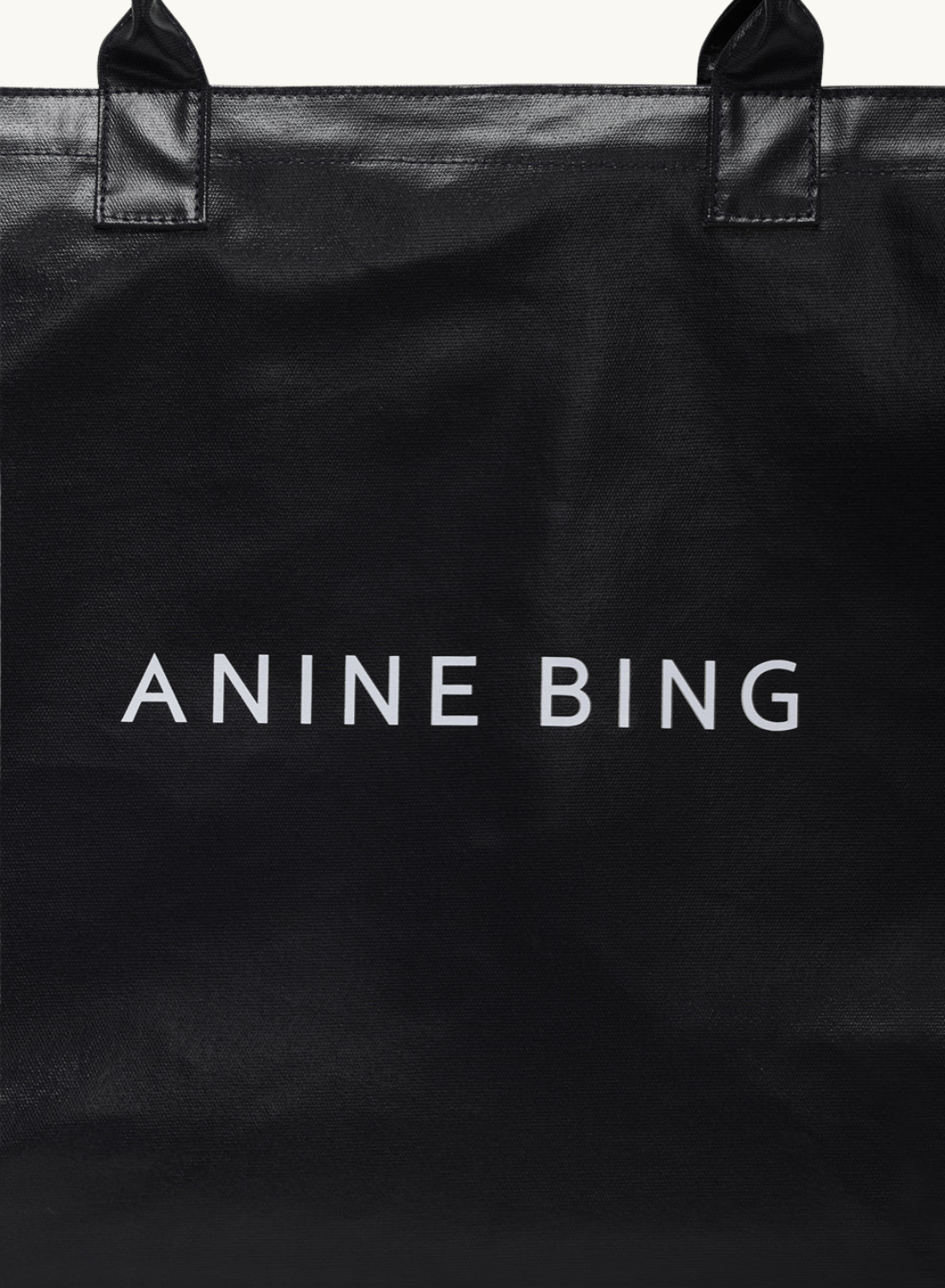 Anine Bing Leo Coated Canvas Tote Bag in Black