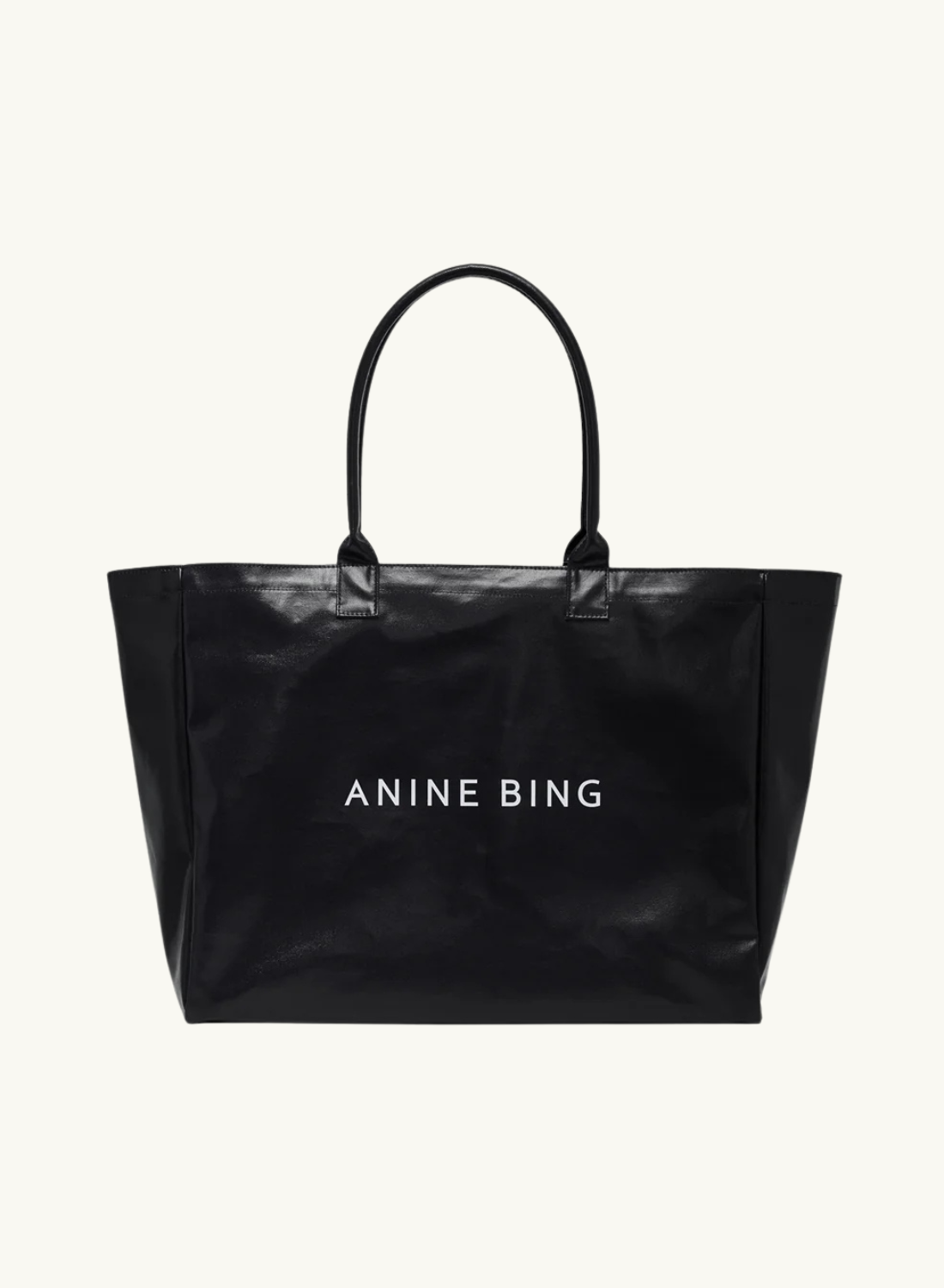 Anine Bing Leo Coated Canvas Tote Bag in Black