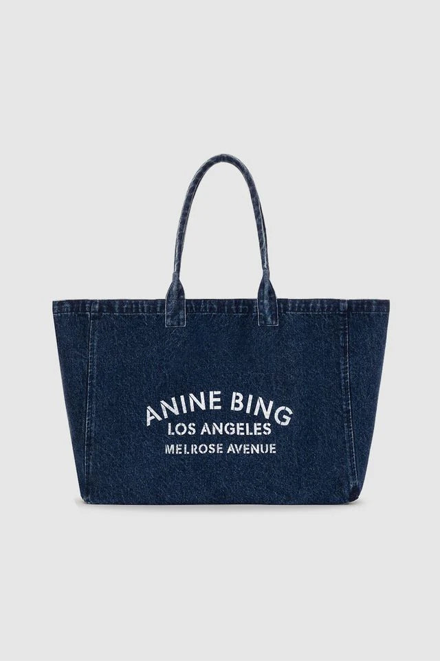 Anine Bing Leo Denim Tote Bag in Ink Blue