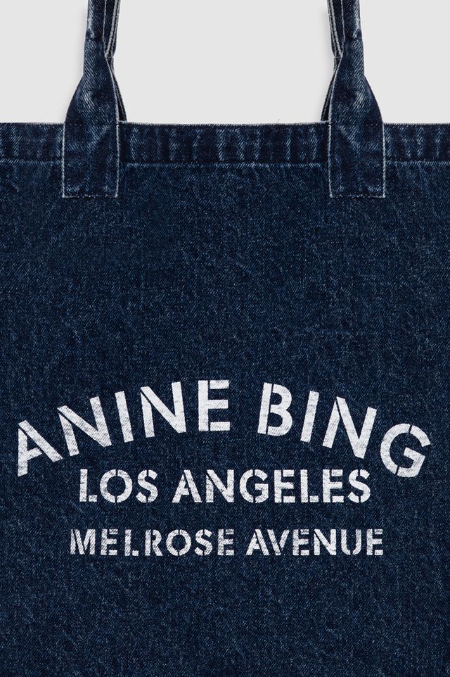 Anine Bing Leo Denim Tote Bag in Ink Blue