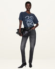 Anine Bing Lili Snake Tee in Washed Black
