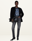 Anine Bing Lili Snake Tee in Washed Black