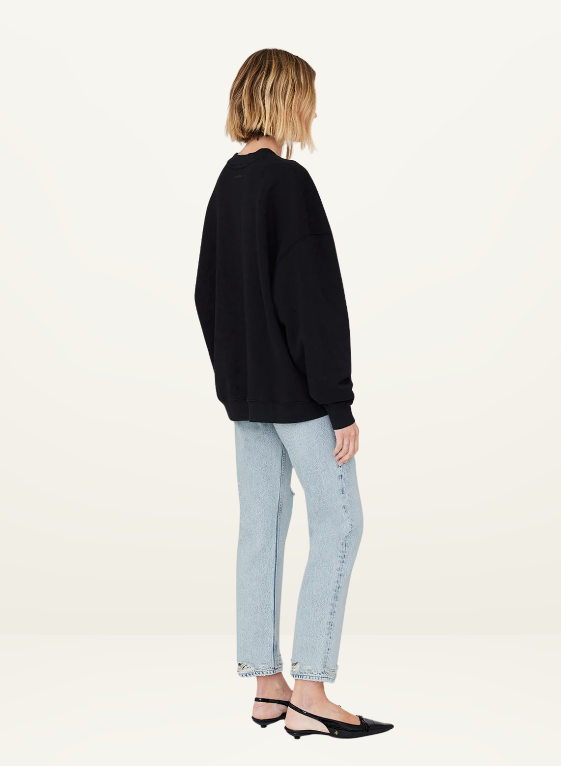 Anine Bing Miles Letterman Sweatshirt in BLACK