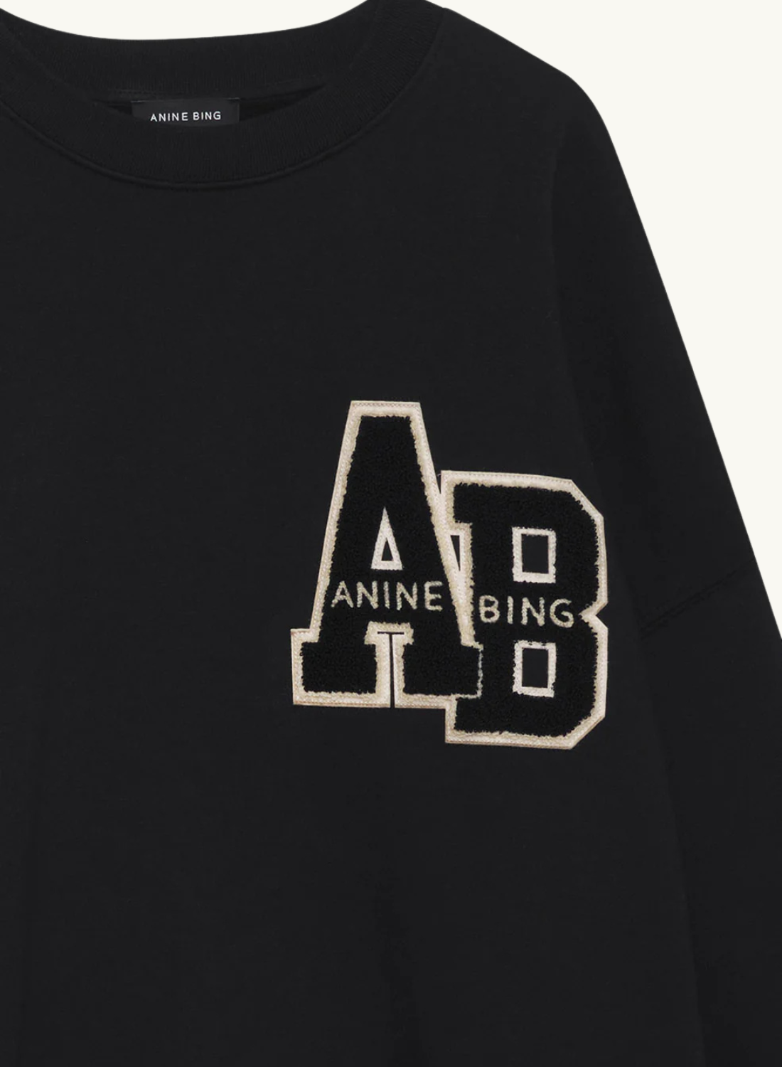 Anine Bing Miles Letterman Sweatshirt in BLACK
