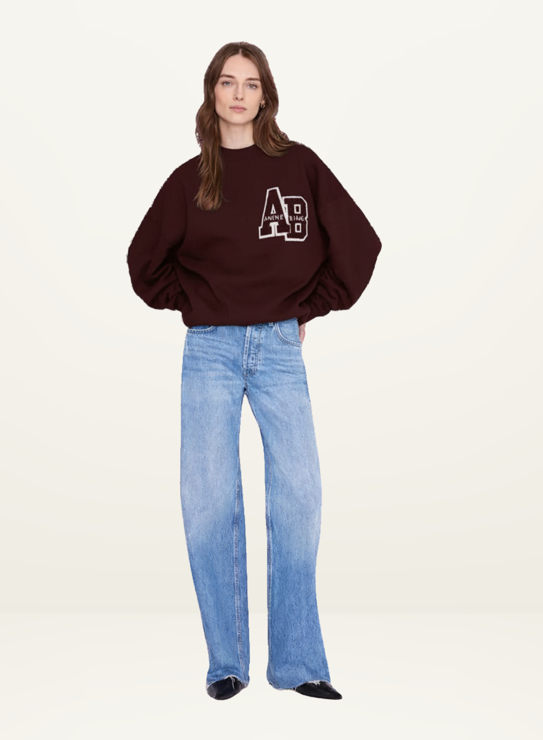 Anine Bing Miles Sweateshirt Letterman in FIG