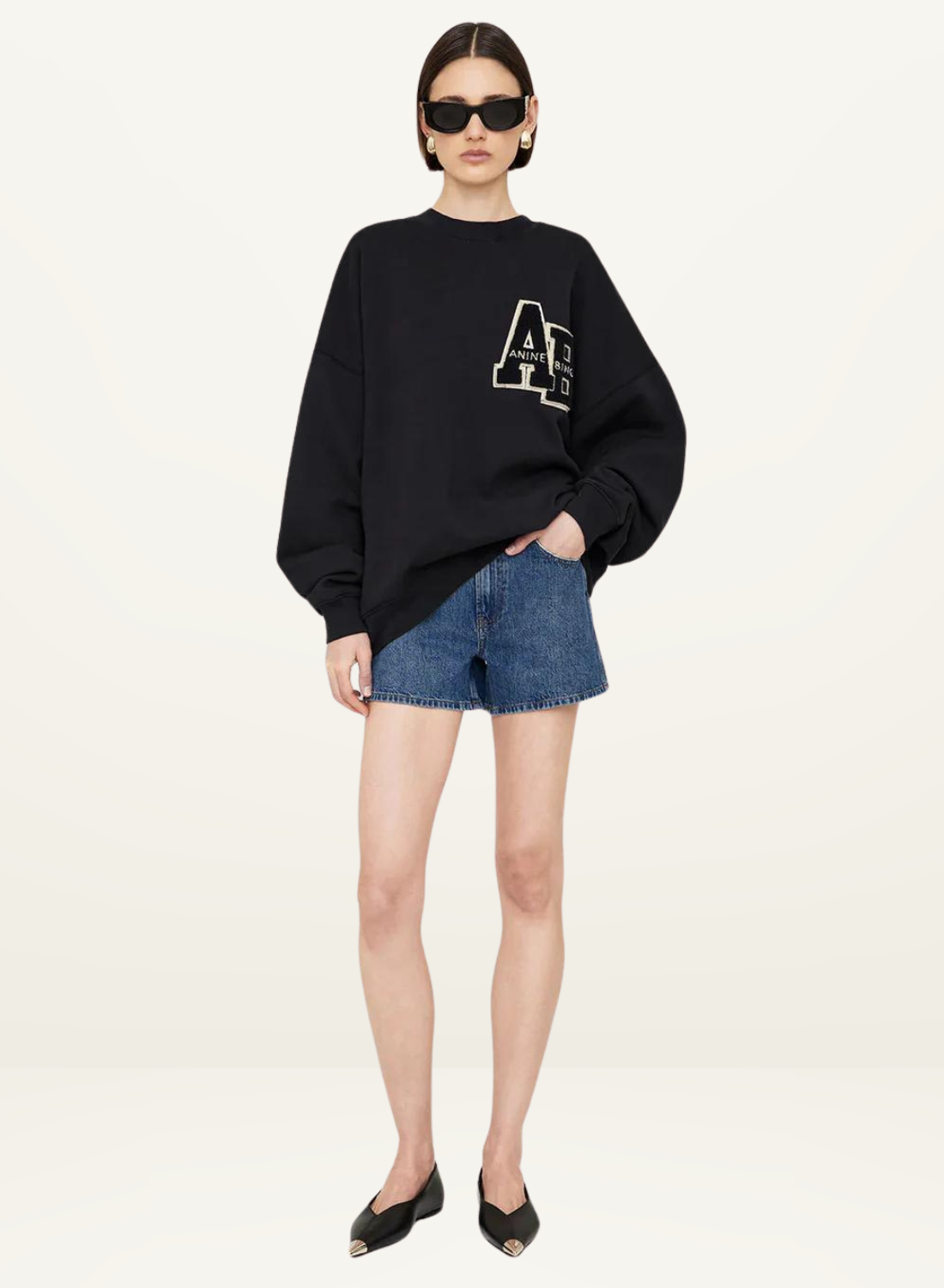 Miles Sweatshirt Letterman BLACK Anine Bing-Anine Bing-Frolic Girls