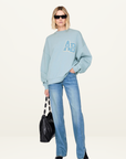 Anine Bing Miles Sweatshirt Letterman in Pastel Blue