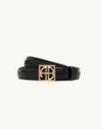 Anine Bing Monogram Belt in BLACK EMBOSSED CROC