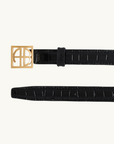 Anine Bing Monogram Belt in BLACK EMBOSSED CROC