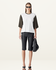 Bassike Contrast Boxy 3/4 Slv T-Shirt in White Ash
