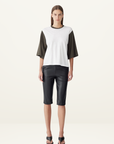 Bassike Contrast Boxy 3/4 Slv T-Shirt in White Ash
