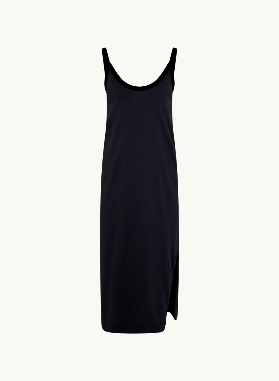 Bassike Contrast V-Neck Slip Dress in Washed Navy / Black