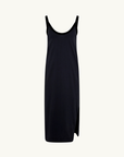 Bassike Contrast V-Neck Slip Dress in Washed Navy / Black