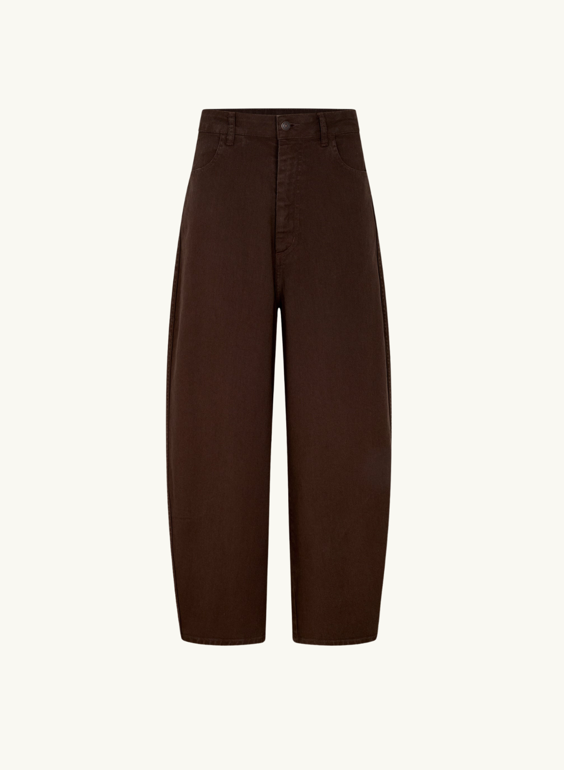 Bassike Cotton Twill Barrel Leg Pant in Chocolate Brown