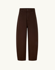 Bassike Cotton Twill Barrel Leg Pant in Chocolate Brown