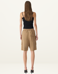 Bassike Crushed Cotton Cargo Short in Dark Tan