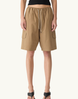 Bassike Crushed Cotton Cargo Short in Dark Tan