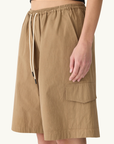 Bassike Crushed Cotton Cargo Short in Dark Tan