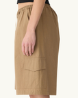 Bassike Crushed Cotton Cargo Short in Dark Tan