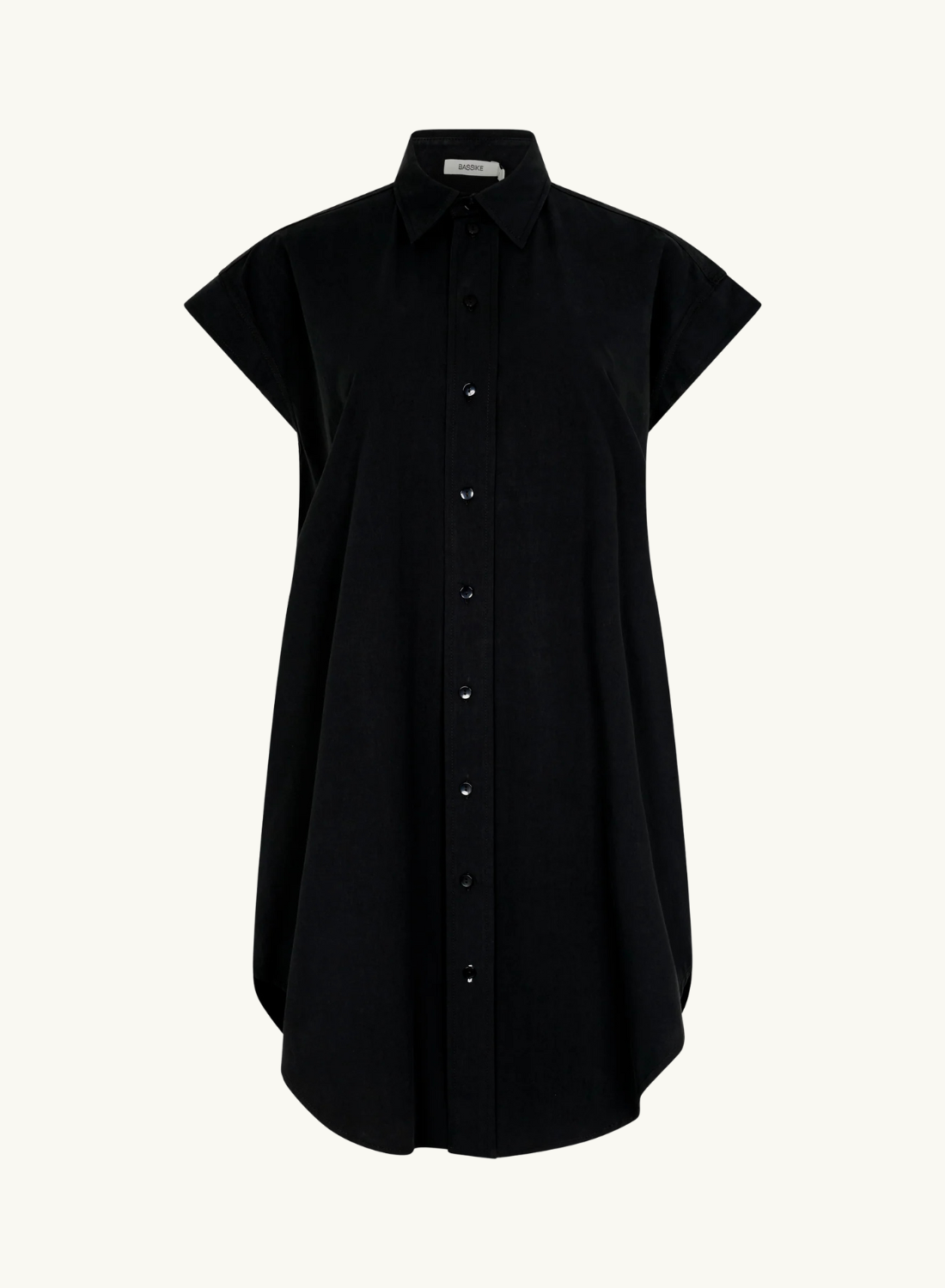 Bassike Crushed Cotton Shirt Dress in Black
