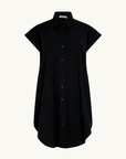 Bassike Crushed Cotton Shirt Dress in Black
