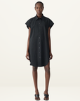 Bassike Crushed Cotton Shirt Dress in Black