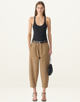 Bassike Crushed Cotton Summer Pant in Dark Tan