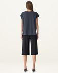 Bassike Fine Bind Scoop Neck Tank in Washed Navy