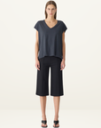 Bassike Fine Bind Scoop Neck Tank in Washed Navy