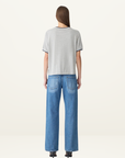 Bassike Layered Neck T-Shirt in Greymarle / Blue Ink