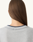 Bassike Layered Neck T-Shirt in Greymarle / Blue Ink