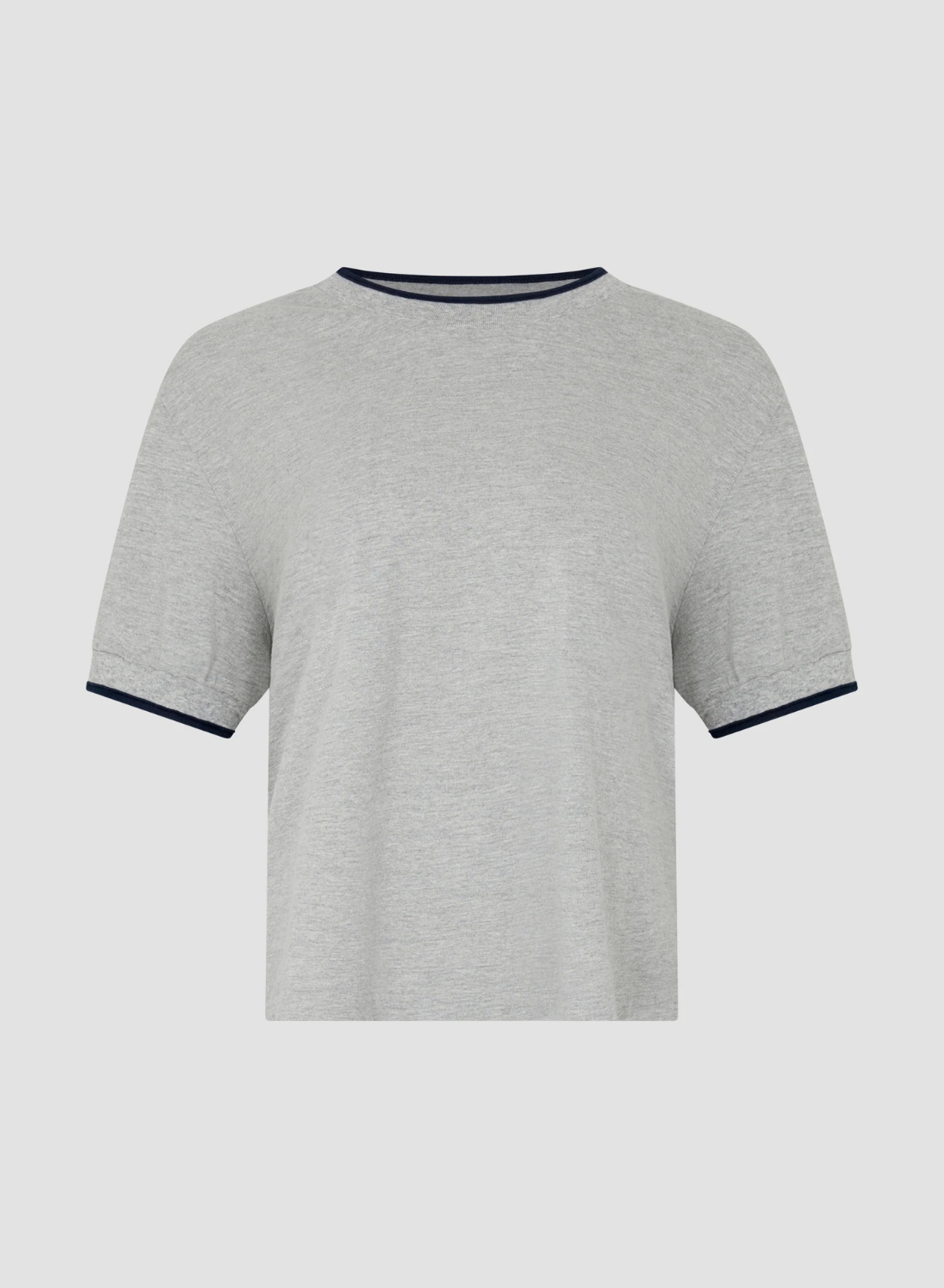 Bassike Layered Neck T-Shirt in Greymarle / Blue Ink