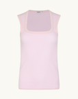 Bassike Low Scooped Rib Tank in Powder Pink