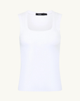 Bassike Low Scooped Rib Tank in White