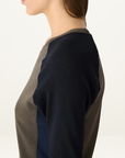 Bassike Panelled Baby L/S T-Shirt in Ash Blue Black
