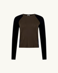 Bassike Panelled Baby L/S T-Shirt in Ash Blue Black