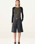 Bassike Panelled Baby L/S T-Shirt in Ash Blue Black