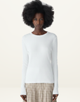 Bassike Sheer Rib L/S T-Shirt in White