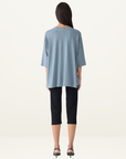 Bassike Slouch Side Step T-Shirt in Steel Blue