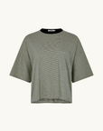 Bassike Stripe Boxy Pocket T-Shirt in Green Blue White