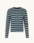 Bassike Stripe Boyfriend L/S T-Shirt in FOREST BURGUNDY WHITE
