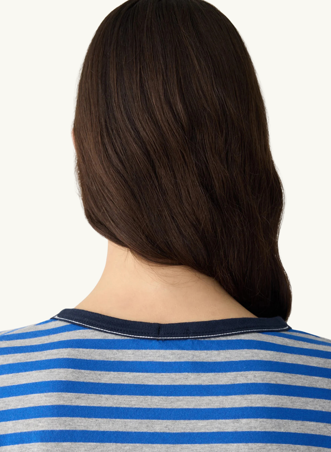 Bassike Stripe Boyfriend T-Shirt in COBALT/GREY MARLE