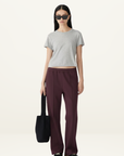 Bassike Twill PinStitch Detail Pant in Plum