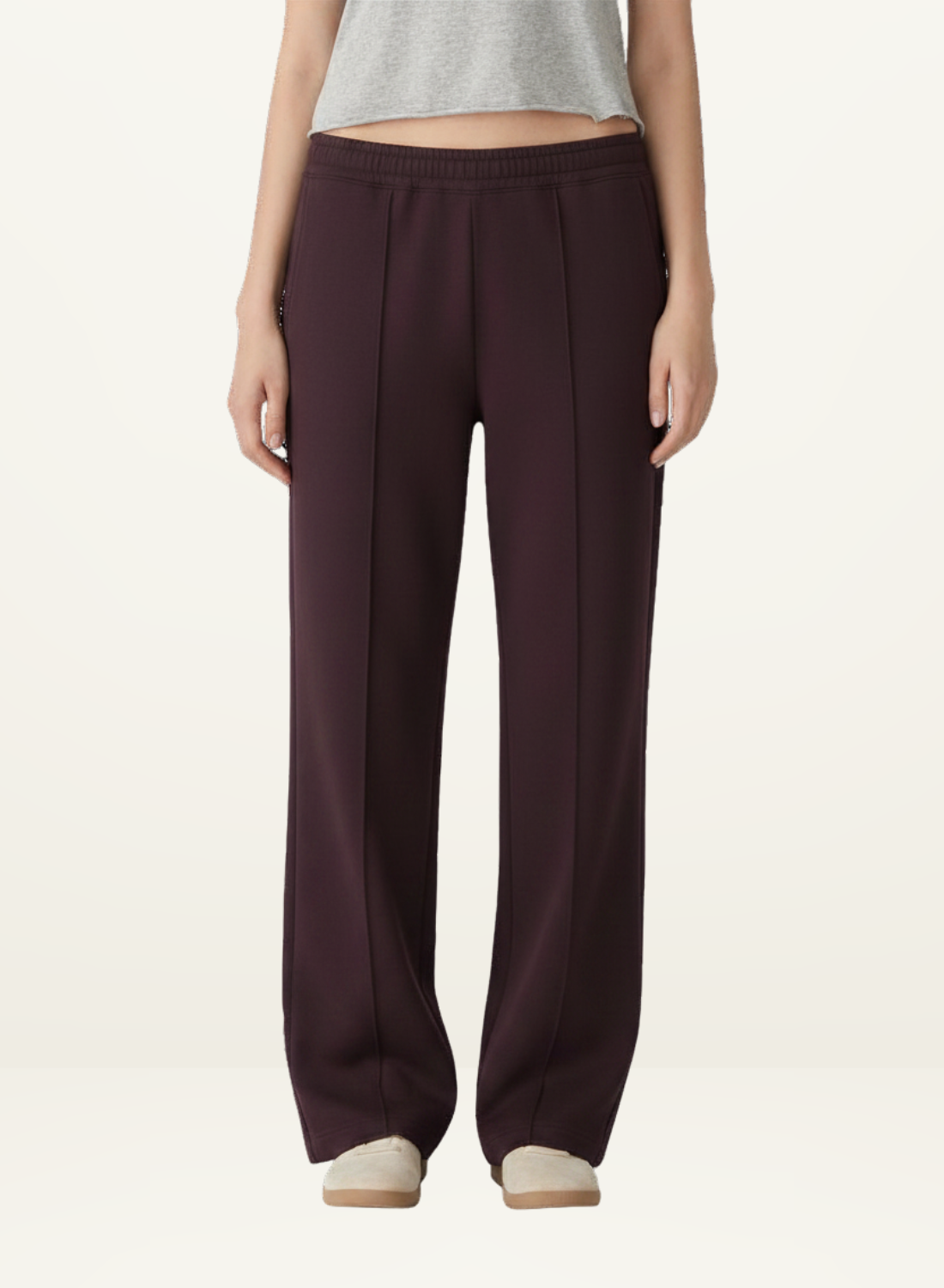 Bassike Twill PinStitch Detail Pant in Plum